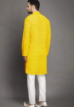 Chikankari Georgette Kurta Set in Yellow
