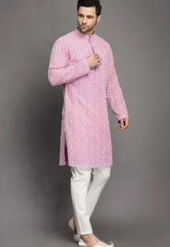 Chikankari Georgette Kurta Set in Pink