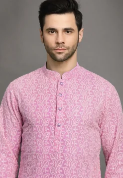 Chikankari Georgette Kurta Set in Pink