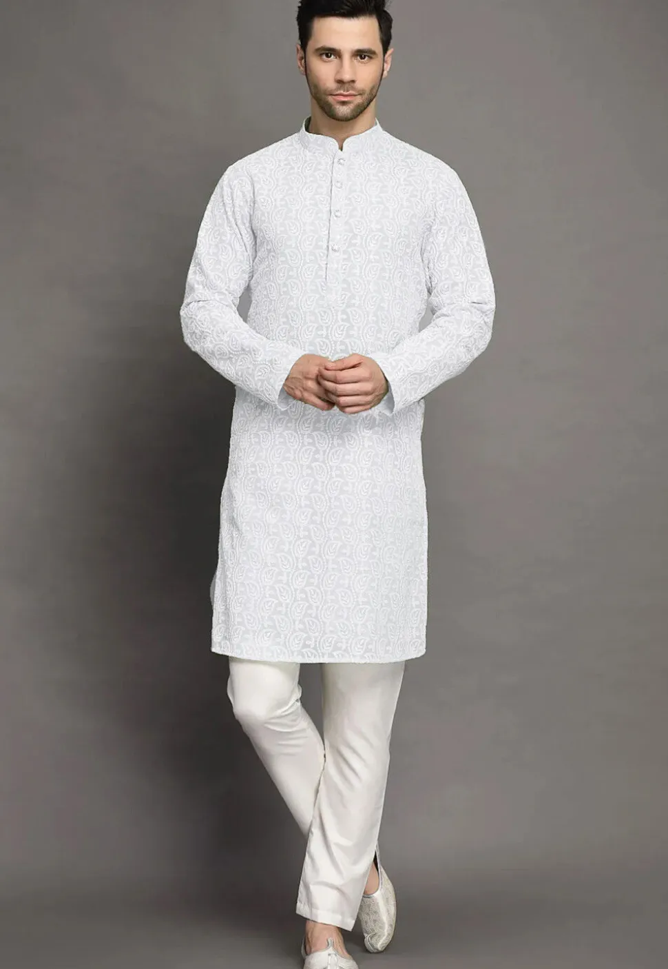 Chikankari Georgette Kurta Set in White