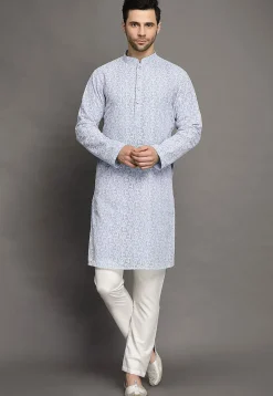 Chikankari Georgette Kurta Set in Sky Blue