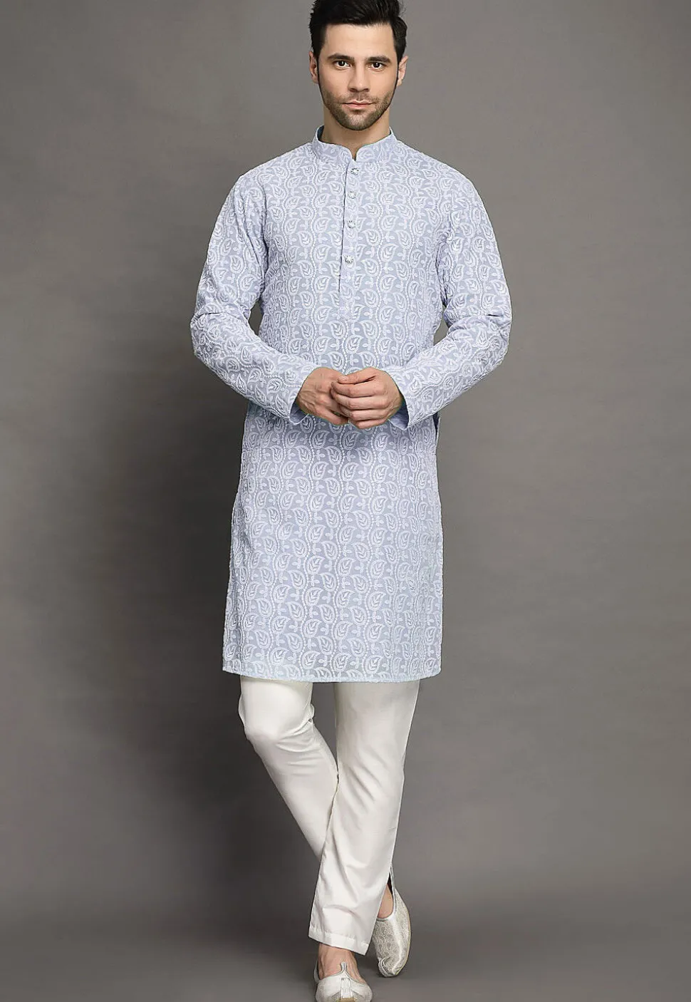 Chikankari Georgette Kurta Set in Sky Blue