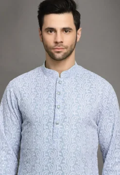 Chikankari Georgette Kurta Set in Sky Blue