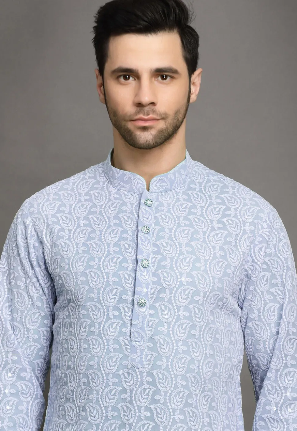 Chikankari Georgette Kurta Set in Sky Blue