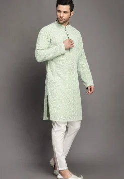 Chikankari Georgette Kurta Set in Sea Green