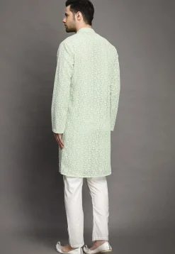 Chikankari Georgette Kurta Set in Sea Green