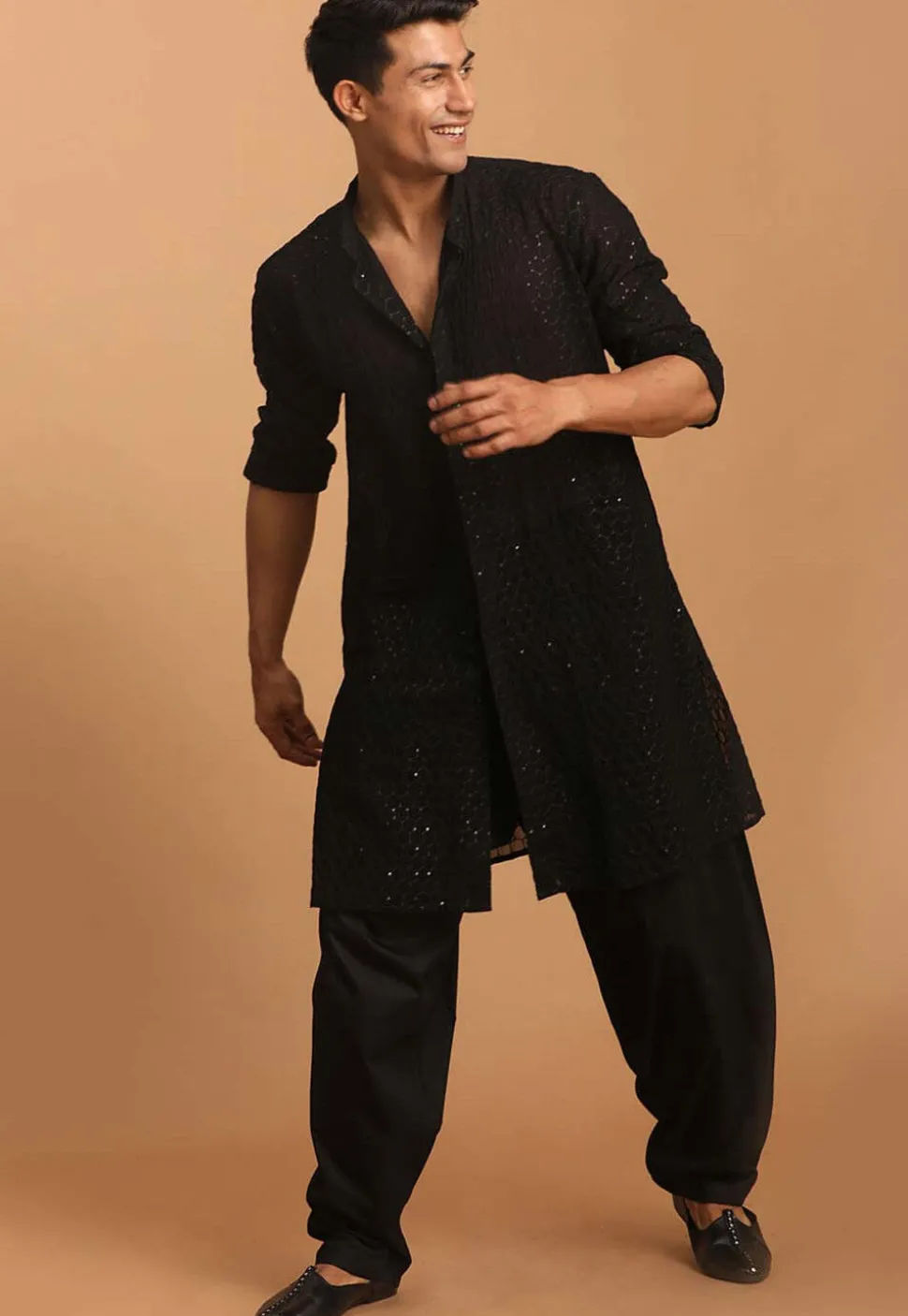 Chikankari Georgette Kurta Set in Black