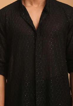 Chikankari Georgette Kurta Set in Black