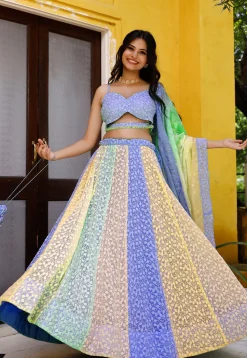 Chikankari  Georgette Lehenga in Multicolor