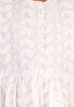 Chikankari Pure Cotton A Line Dress in White