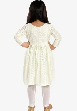 Chikankari Pure Cotton A Line Kurta Set in Cream