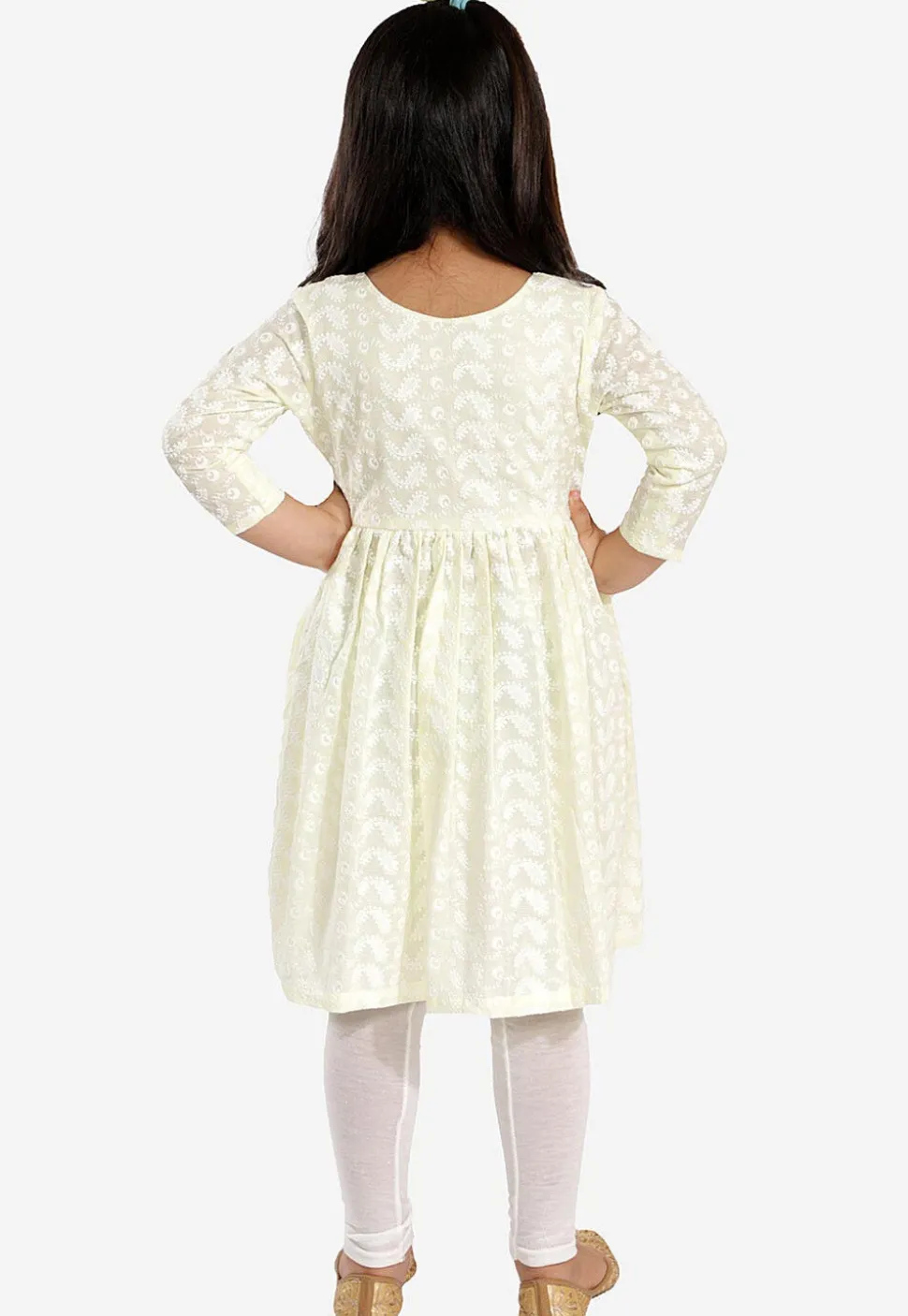 Chikankari Pure Cotton A Line Kurta Set in Cream