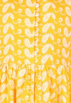 Chikankari Pure Cotton A Line Dress in Mustard