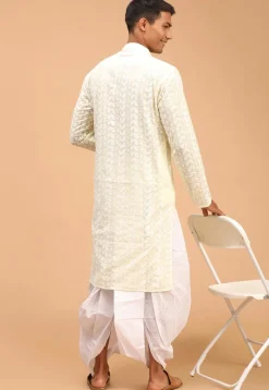 Chikankari Pure Cotton Dhoti Kurta in Cream