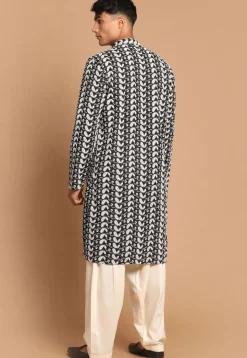 Chikankari Pure Cotton Dhoti Kurta in Black