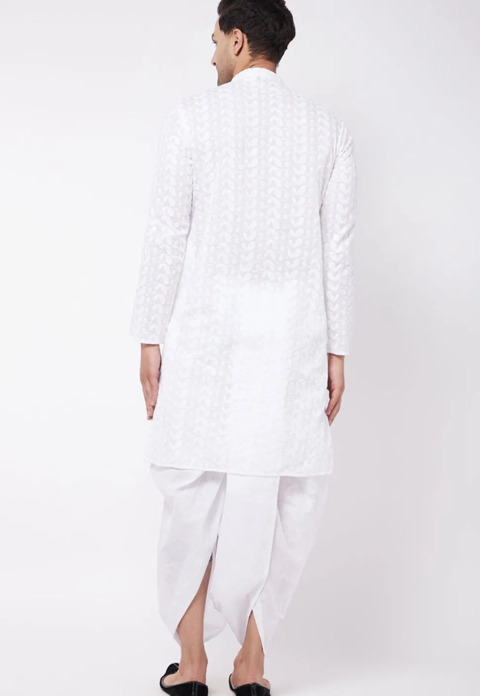 Chikankari Pure Cotton Dhoti Kurta in White