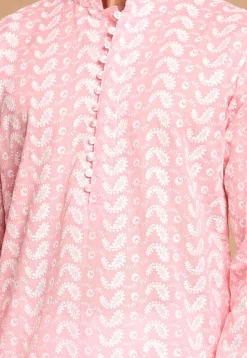 Chikankari Pure Cotton Dhoti Kurta in Pink
