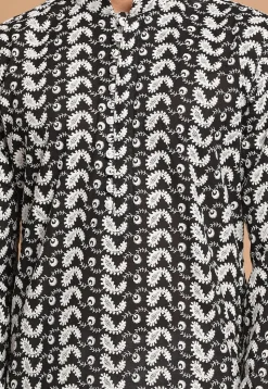 Chikankari Pure Cotton Dhoti Kurta in Black