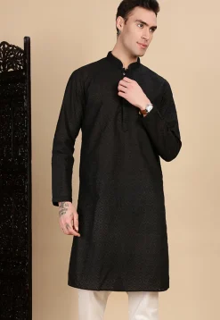 Chikankari Pure Cotton Kurta in Black