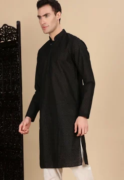 Chikankari Pure Cotton Kurta in Black