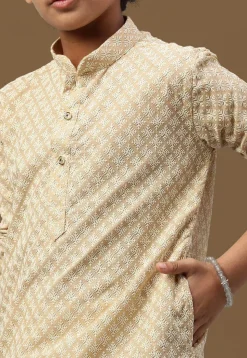 Chikankari Pure Cotton Kurta in Beige