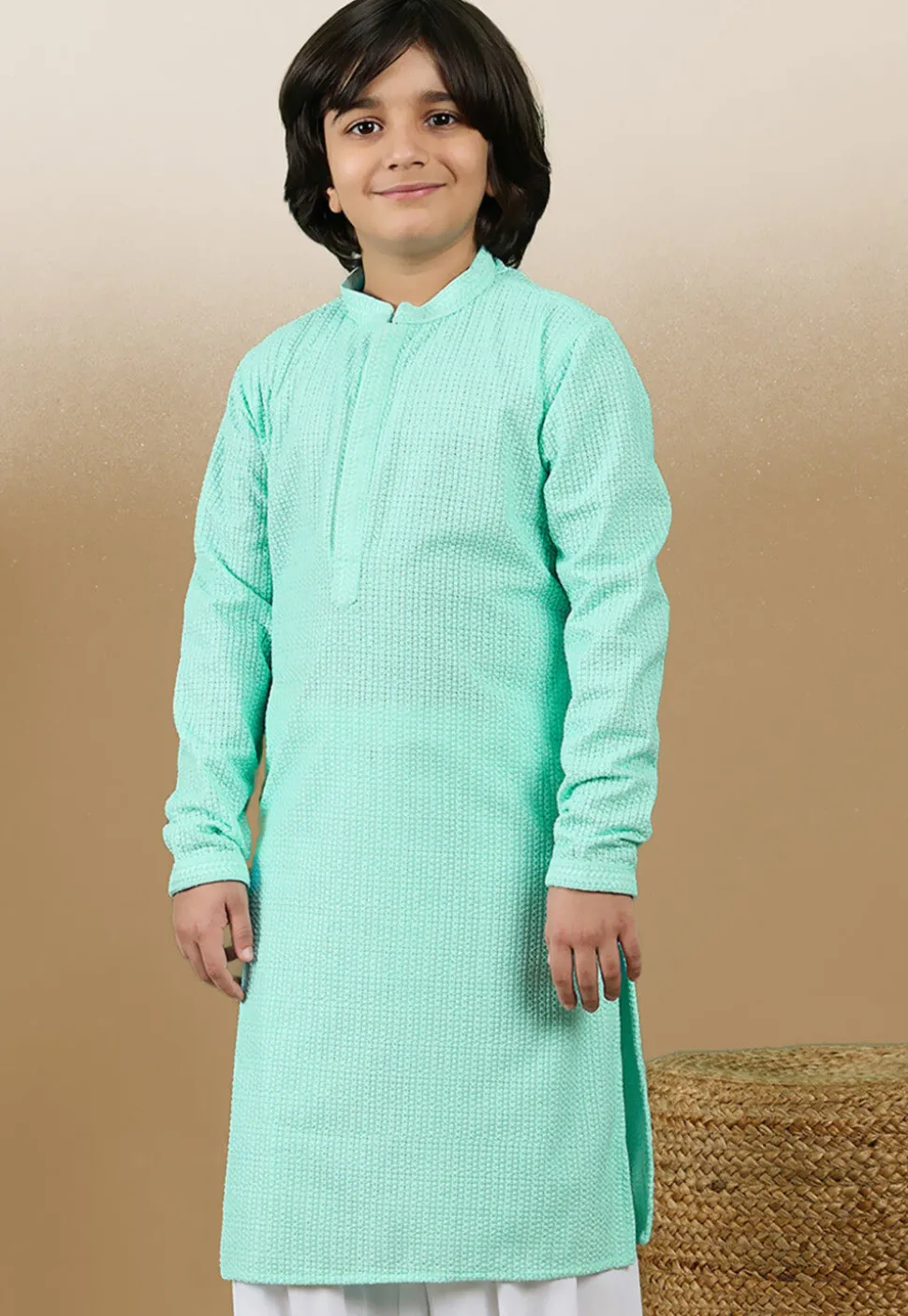 Chikankari Pure Cotton Kurta in Sea Green