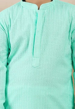 Chikankari Pure Cotton Kurta in Sea Green