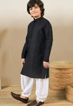Chikankari Pure Cotton Kurta Set in Black