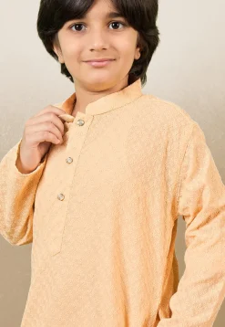 Chikankari Pure Cotton Kurta Set in Light Peach