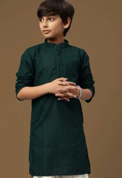 Chikankari Pure Cotton Kurta in Dark Teal Green