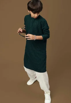 Chikankari Pure Cotton Kurta in Dark Teal Green