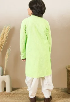 Chikankari Pure Cotton Kurta Set in Light Green