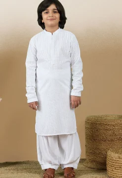 Chikankari Pure Cotton Kurta Set in White