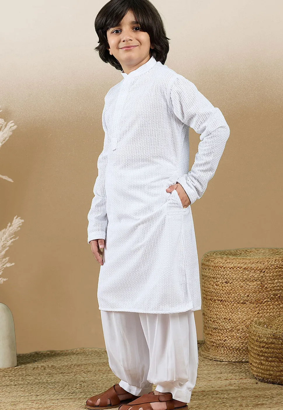 Chikankari Pure Cotton Kurta Set in White