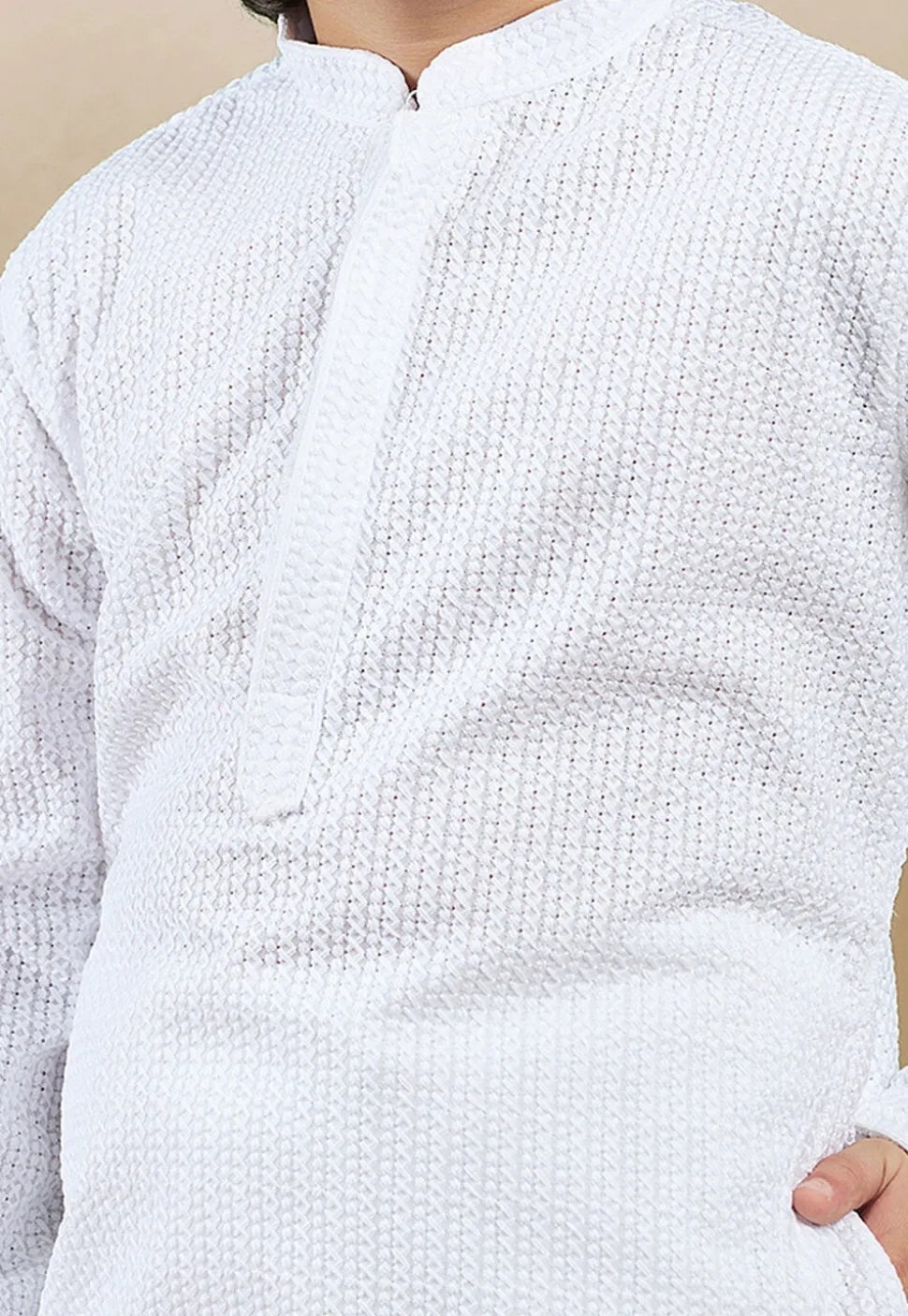 Chikankari Pure Cotton Kurta Set in White
