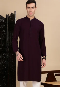 Chikankari Pure Cotton Kurta in Violet