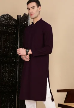 Chikankari Pure Cotton Kurta in Violet