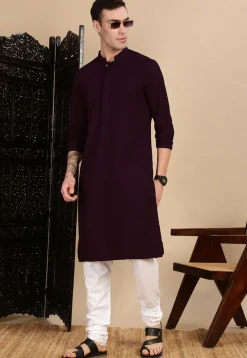 Chikankari Pure Cotton Kurta in Violet