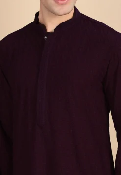 Chikankari Pure Cotton Kurta in Violet