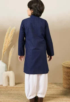 Chikankari Pure Cotton Kurta Set in Navy Blue
