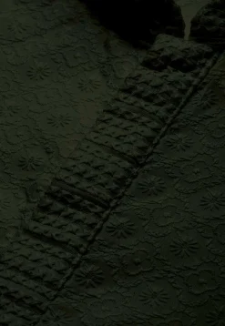 Chikankari Pure Cotton Kurta Set in Dark Olive Green