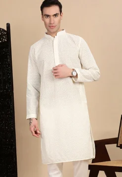 Chikankari Pure Cotton Kurta in Off White