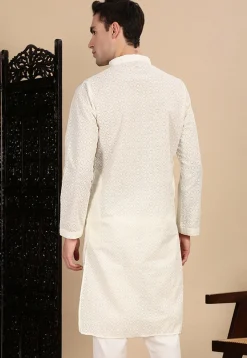 Chikankari Pure Cotton Kurta in Off White