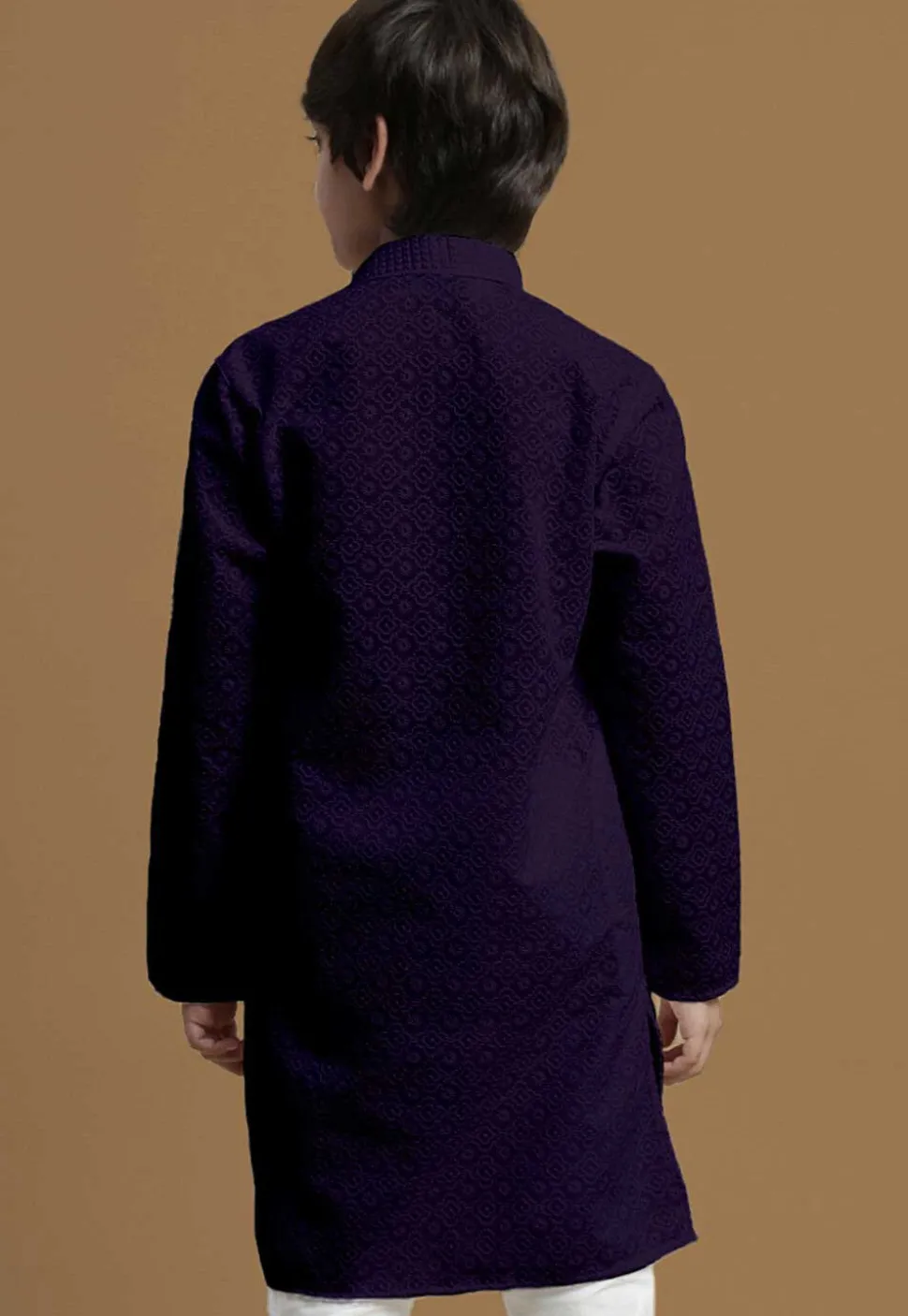 Chikankari Pure Cotton Kurta in Dark Purple