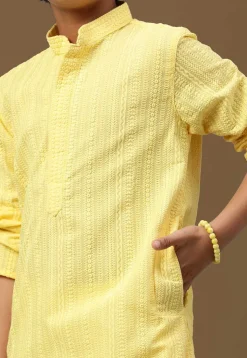 Chikankari Pure Cotton Kurta in Yellow
