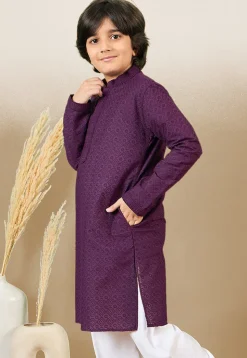 Chikankari Pure Cotton Kurta in Purple