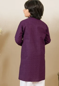Chikankari Pure Cotton Kurta in Purple