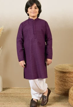 Chikankari Pure Cotton Kurta in Purple