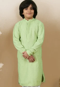 Chikankari Pure Cotton Kurta in Light Green