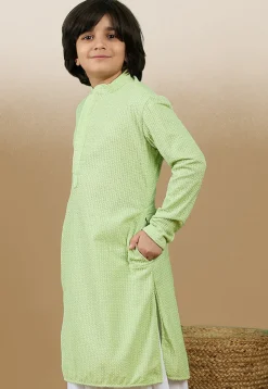 Chikankari Pure Cotton Kurta in Light Green